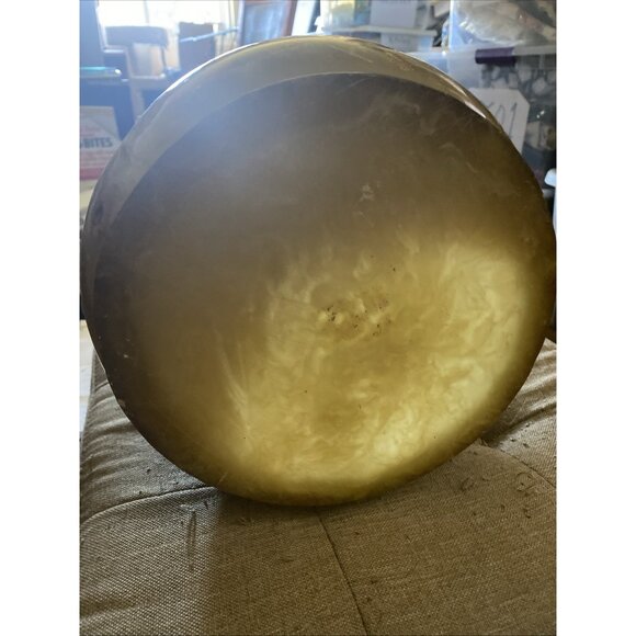 Vtg MCM Lucite Acrylic Honey Swirl Real Pressed Flowers Waste Basket Vase 10.5" - Picture 11 of 12